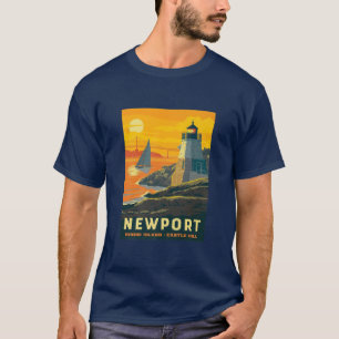 Camiseta Newport Rhode Island Castle Newport, Retro Poster
