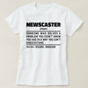 Camiseta Newscaster Noun Definition TV Funcionário Sarcasm
