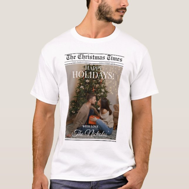 Camiseta Newspaper What A Year Black White Photo Christmas (Frente)
