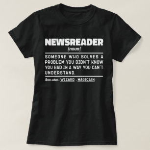 Camiseta Newsreader Noun Radio News Trabalhador Engraçado