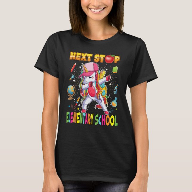 Camiseta Next Stop Elementary School Dabbing Unicorn Teache (Frente)
