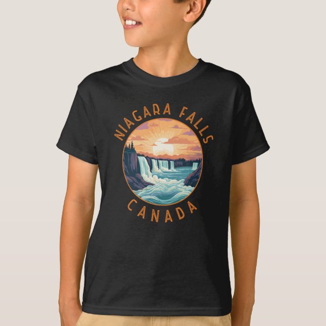 Camiseta Niágara Cai no Canadá, Círculo Retroafogado (Frente)