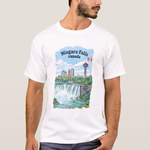 Camiseta Niagara Falls Ontário Canadá Aquarela Silhueta