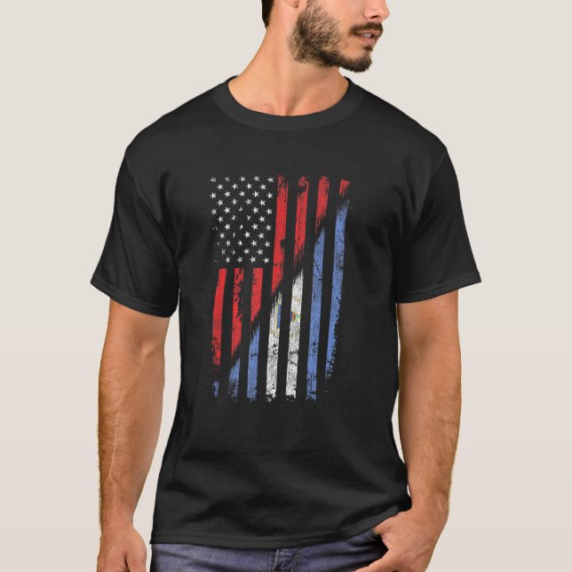 Camiseta Nicarágua - Estilo Retroativo de Bandeiras America (Frente)