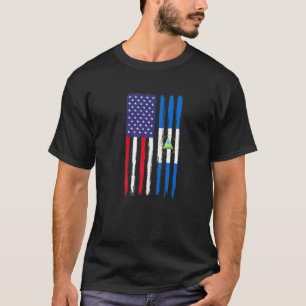 Camiseta Nicarágua Roota Half American Flag Patriótico Nica