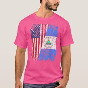 Camiseta NICARAGUAN ROOTS Half American Flag USA NICARAGUA
