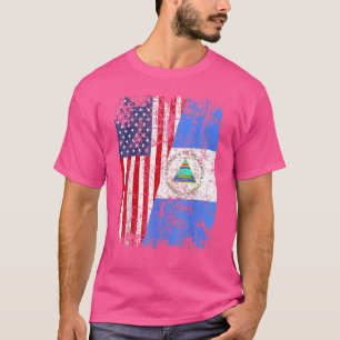 Camiseta NICARAGUAN ROOTS Half American Flag USA NICARAGUA