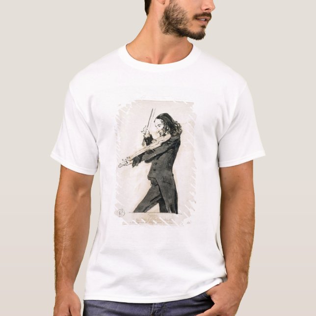 Camiseta Niccolo Paganini (1782-1840) que joga o violino, 1 (Frente)