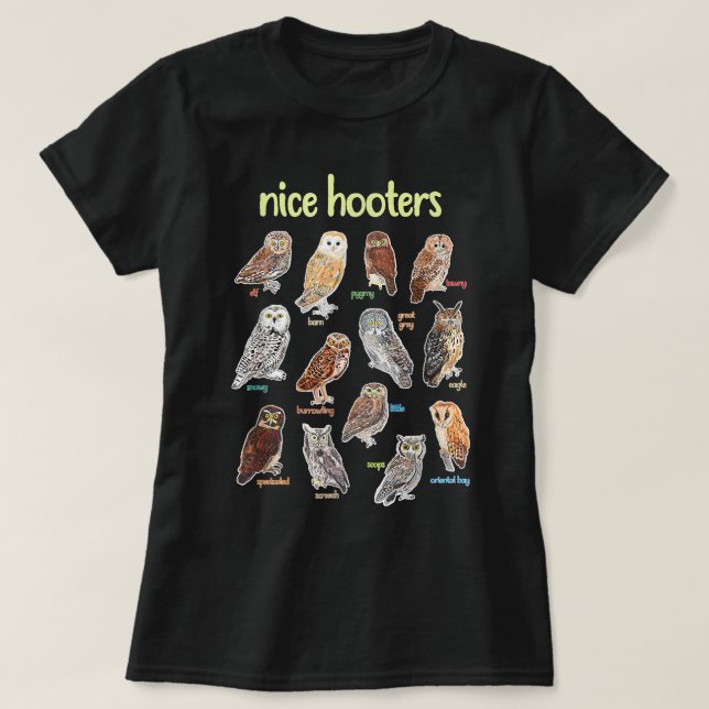 Camiseta Nice Hooters Owl Bird Pun Funny Adult Joke Birdwat (Frente do Design)