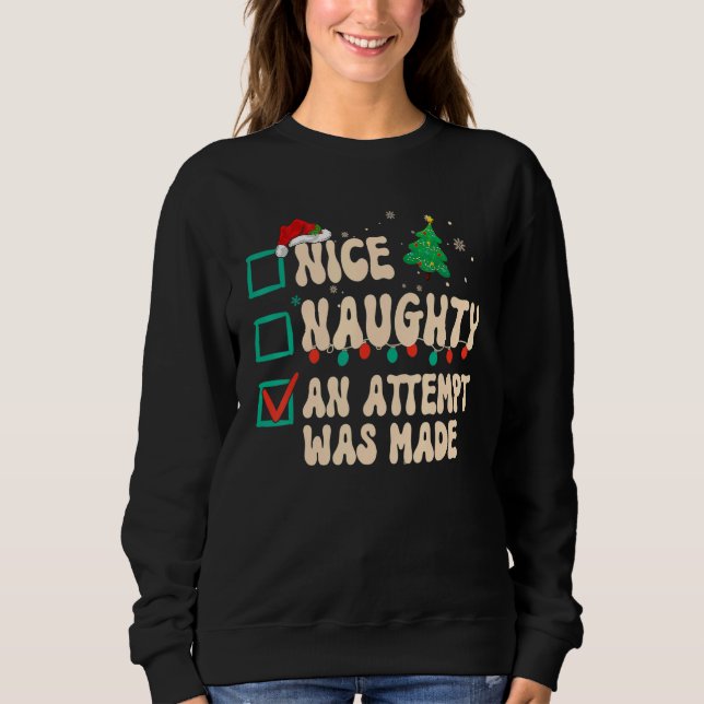 Camiseta Nice Naughty An Attempt Was Made Christmas List Sa (Frente)