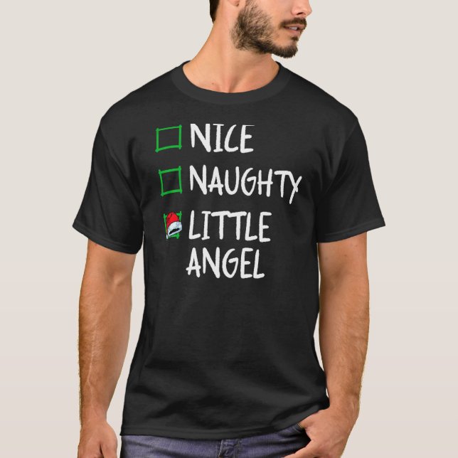 Camiseta Nice Naughty Angel  Christmas List Santa Claus Xma (Frente)