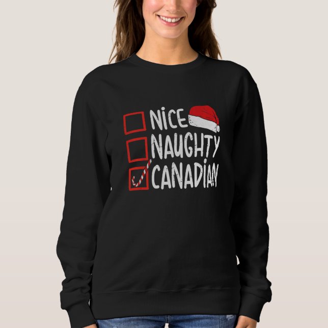 Camiseta Nice Naughty Canadian Christmas Canada  Santa Hat  (Frente)