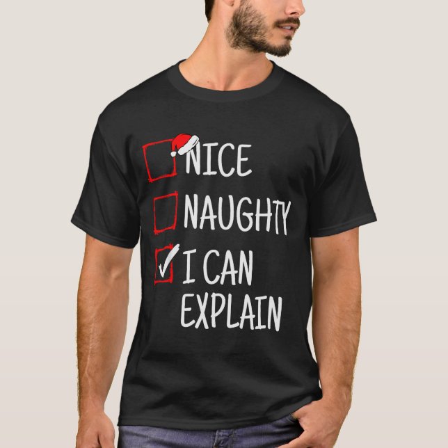 Camiseta Nice Naughty I Can Explain Funny Christmas  (Frente)