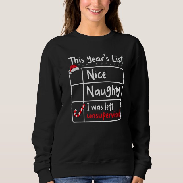 Camiseta Nice Naughty Left Unsupervised Christmas List Sant (Frente)