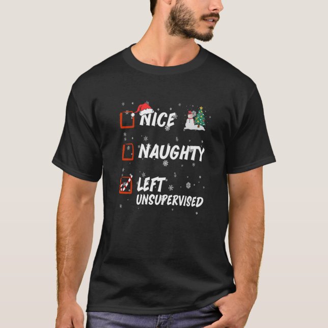 Camiseta Nice Naughty Left Unsupervised List Christmas Sant (Frente)