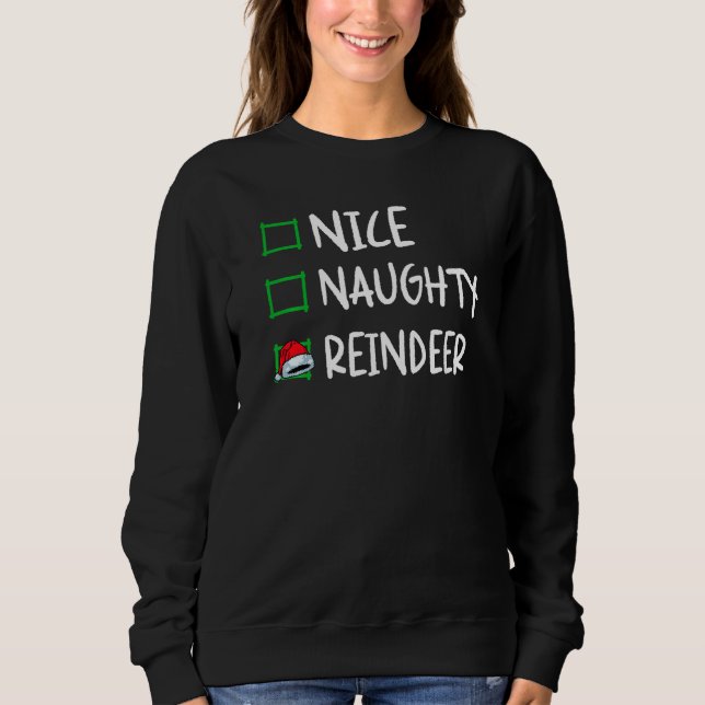 Camiseta Nice Naughty Reindeer Christmas List Santa Xmas Bo (Frente)