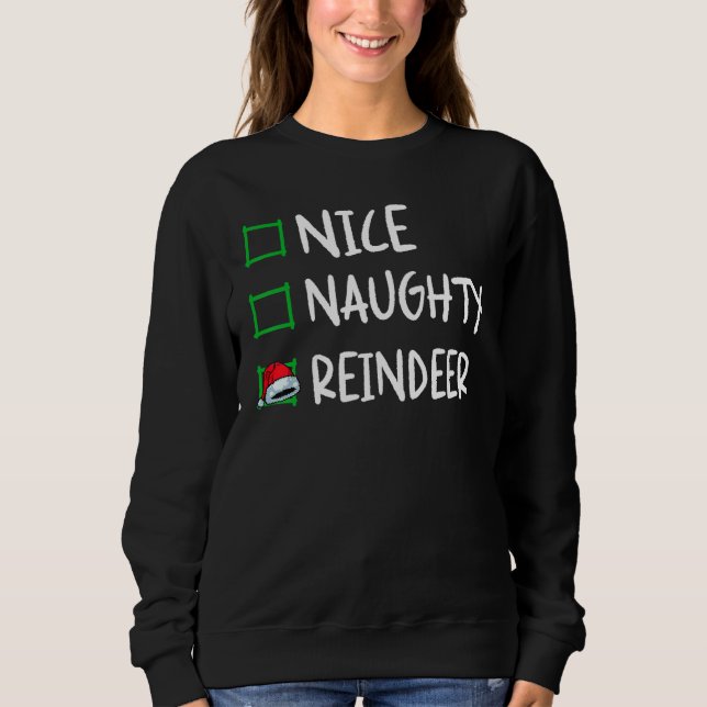 Camiseta Nice Naughty Reindeer Christmas List Santa Xmas Bo (Frente)
