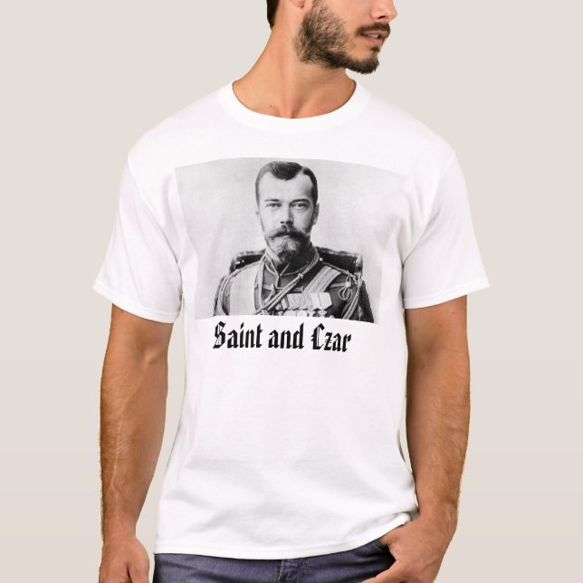Camiseta Nicholas II, santo e czar (Frente)