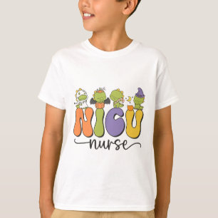 Camiseta Nicu Enfermeira Dinossaur Halloween Pumpkin Neonat