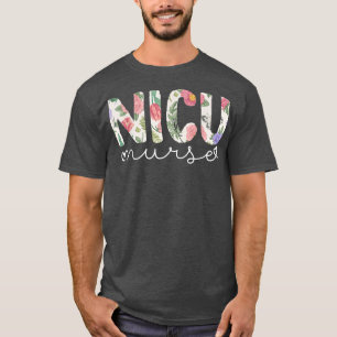 Camiseta NICU Enfermeira ICU Design Floral Cuta NICU Enferm