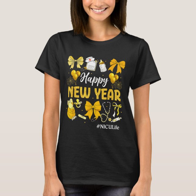 Camiseta Nicu Life Happy New Years 2026 Neonatal Nicu Nurse (Frente)