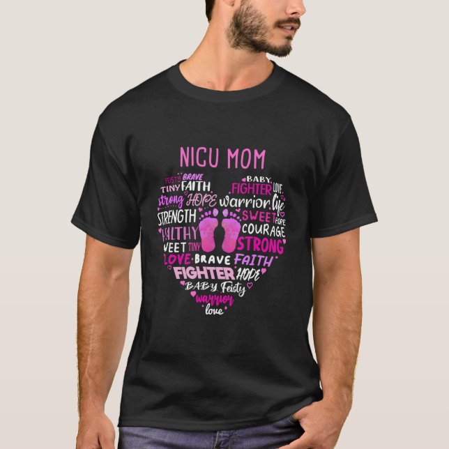 Camiseta Nicu Mãe Palavras Afirmam Trabalho Citando Neonata (Frente)