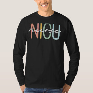 Camiseta Nicu Nurse Icu Neonatal Boho Rainbow Team Tiny Hum