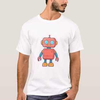 Camiseta Niedlicher Roboter Im Retro-Stickerdesign