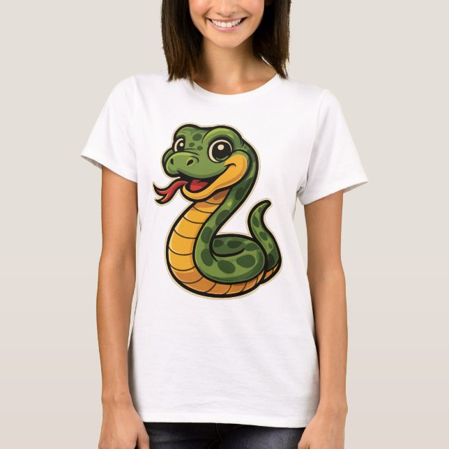 Camiseta Niedliches Cartoon-Schlangen-Design (Frente)