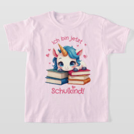 Camiseta Niedliches Einhorn mit Büchern - Schulkind |