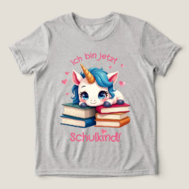 Camiseta Niedliches Einhorn mit Büchern - Schulkind |