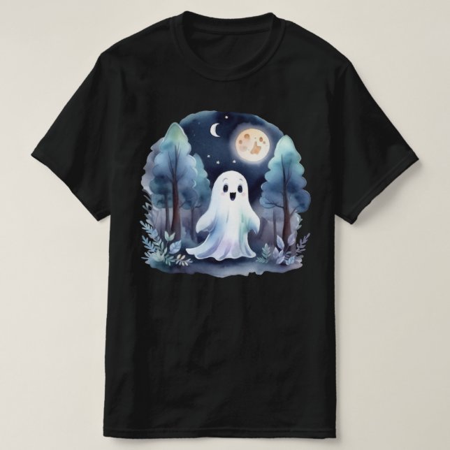Camiseta Niedliches Gespenst Geist im Wald Longsleeve  (Frente do Design)