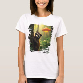 Camiseta niedliches Waschbär-UFO-Design