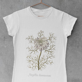 Camiseta Nigella Damascena Vintage Flor Botânico