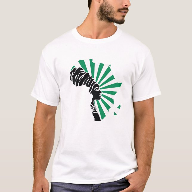 Camiseta Nigéria Bandeira África Mapa Patrimônio Étnico B (Frente)