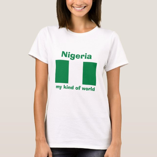 Camiseta Nigeria Bandeira + Mapa + Texto (Frente)
