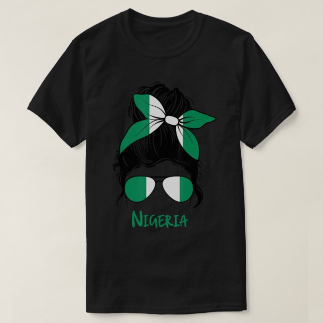 Camiseta Nigéria Girl Nigeriana flag T-Sh (Frente do Design)