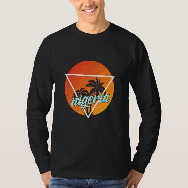 Camiseta Nigéria Sol Formou Triângulo Com Palmeiras (Frente)