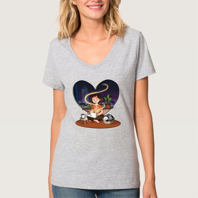 Camiseta Night Creator Cozy Heart Window Art (Frente)