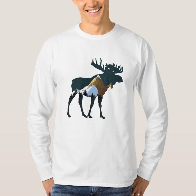 Camiseta Night Forest Moose (Frente)