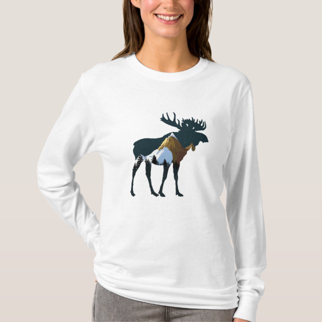 Camiseta Night Forest Moose (Frente)