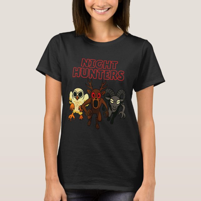Camiseta Night Hunters. 3 Animals In The Forest. Cool Gamer (Frente)