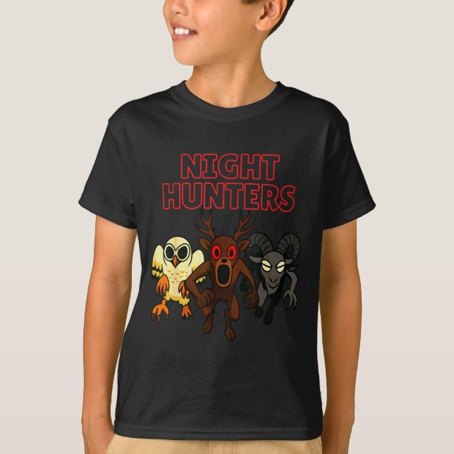 Camiseta Night Hunters. 3 Animals In The Forest. Cool Gamer (Frente)