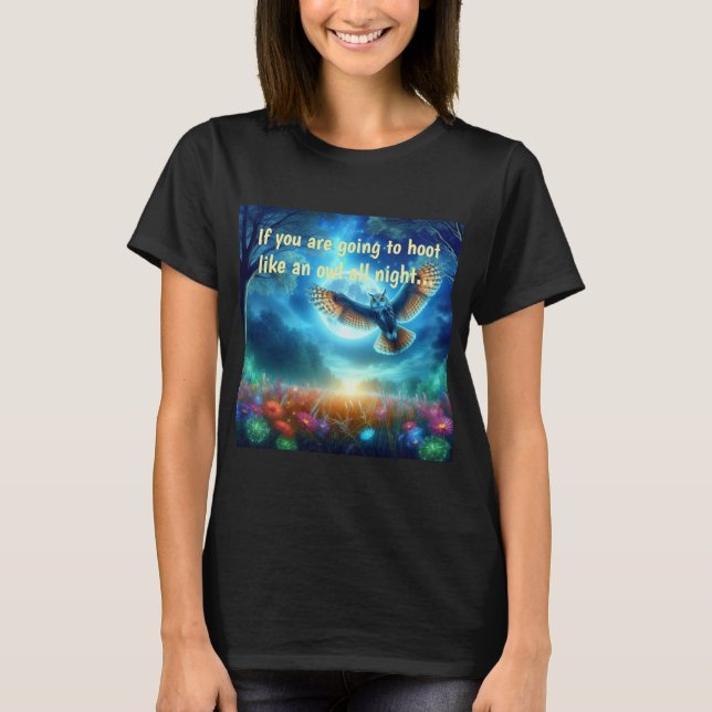 Camiseta Night Owl & Morning Eagle: Viagens Celestiais (Frente)