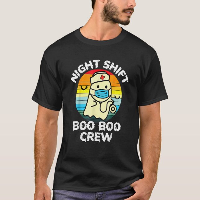Camiseta Night Shift Nurse Ghost Boo Boo Crew  Halloween (Frente)