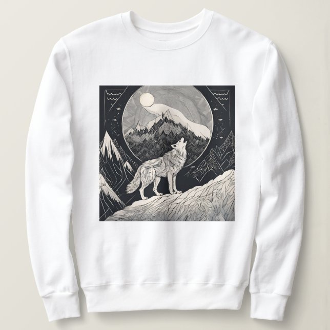 Camiseta Night Wolf Howl - Moonlight & Forest Aestético (Frente do Design)