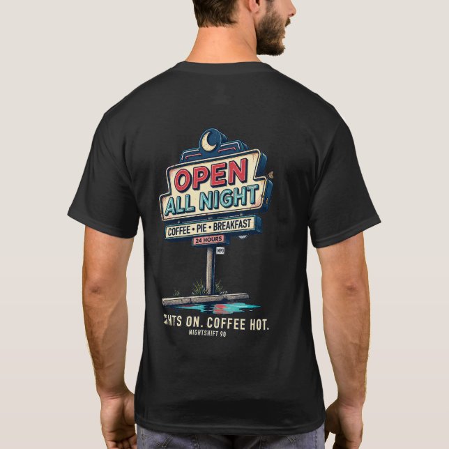 Camiseta NIGHTSHIFT 90 Open All Night Neon Diner (Verso)