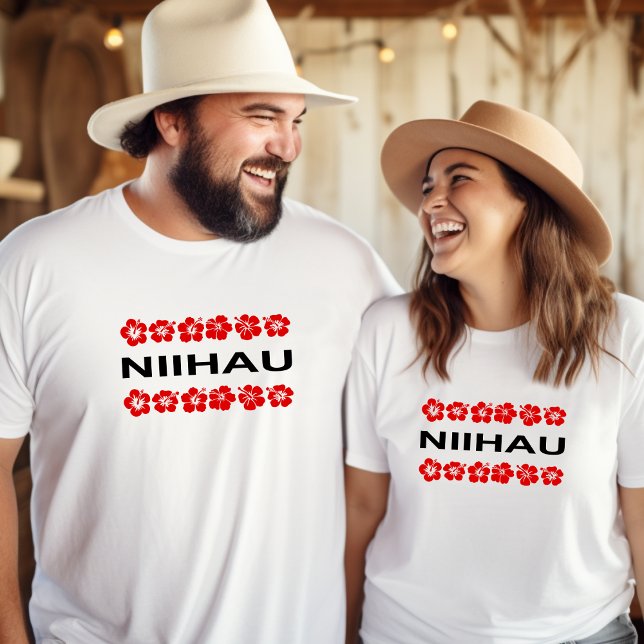 Camiseta Niihau Aloha Flor Banda Cor-de-Luz (Criador carregado)