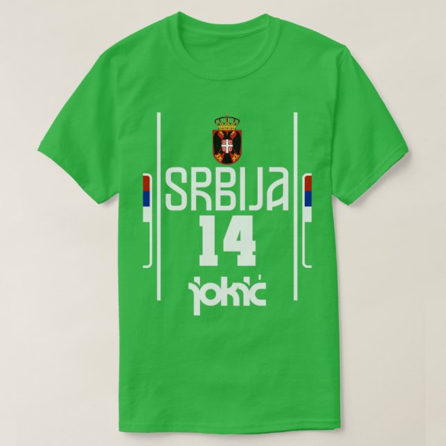 Camiseta Nikola Jokic Retro Sérvia Jersey Fan Art (Frente do Design)