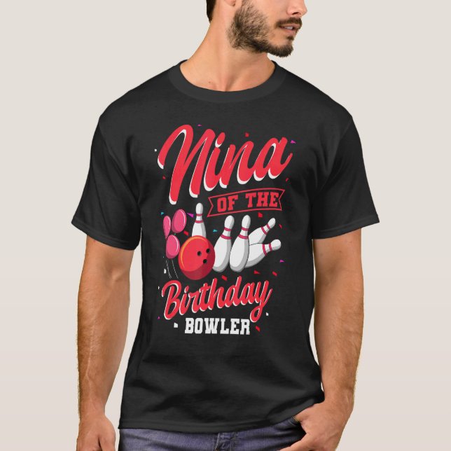 Camiseta Nina Da Família Birthday Bowler Boliche Celebra (Frente)